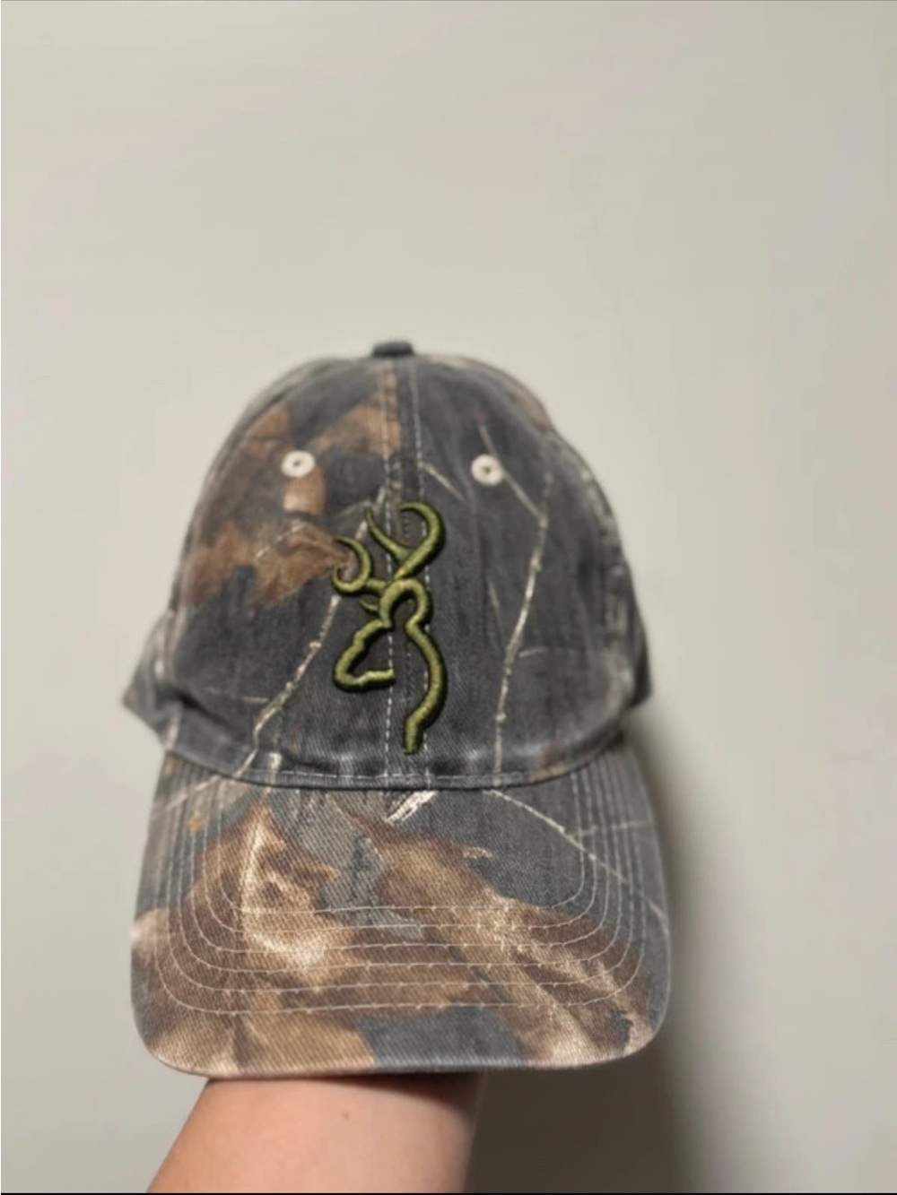Vintage Browning RealTree Camo Olive Green Embroidered Hat